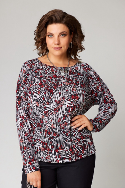 Демисезонный трикотажный джемпер с пайетками в белом и красном цветах Bliss 8169 белый_красный - фото 5