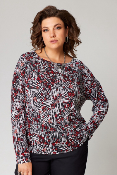 Демисезонный трикотажный джемпер с пайетками в белом и красном цветах Bliss 8169 белый_красный - фото 3