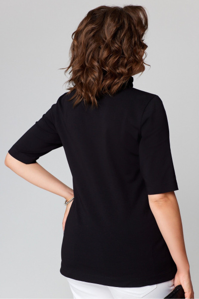 Круглогодичный джемпер из хлопка с воротником-стойка и рукавом 3/4 Bliss 9062 черный - фото 4