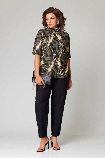 Джемпер прямого кроя из трикотажа с воротником-стойкой Bliss 8092 хаки - фото 5