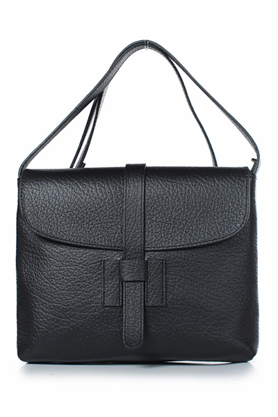 Кожаная сумка на клапане с регулируемым ремнем Galanteya 35122.23с275к45 черный/серый - фото 2