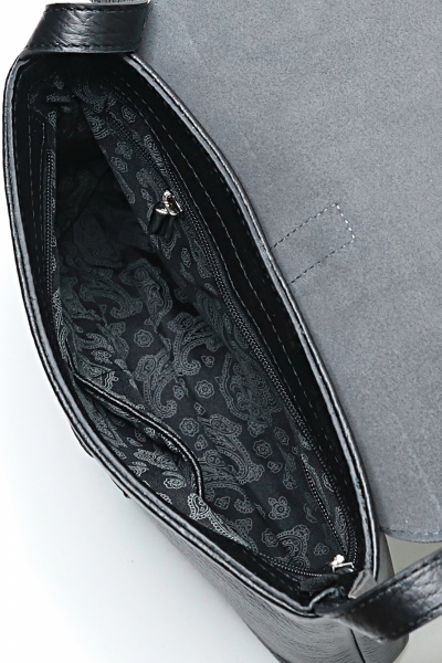 Кожаная сумка на клапане с регулируемым ремнем Galanteya 35122.23с275к45 черный/серый - фото 5