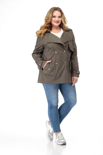 Тренч Anelli 911 зеленый - фото 5