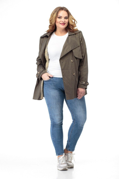 Тренч Anelli 911 зеленый - фото 4