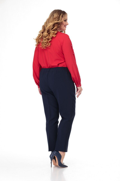Блуза из текстиля с романтичным рукавом и V-вырезом Anelli 826 красный - фото 9