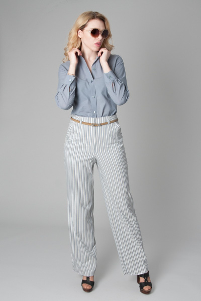Круглогодичные широкие брюки из текстиля в полоску Ouarida 18Б028 - фото 2
