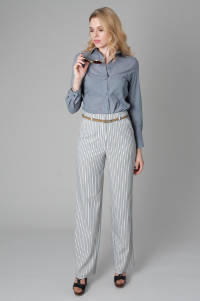 Круглогодичные широкие брюки из текстиля в полоску Ouarida 18Б028 - фото 4