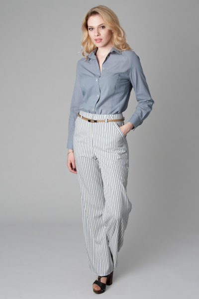 Круглогодичные широкие брюки из текстиля в полоску Ouarida 18Б028 - фото 5