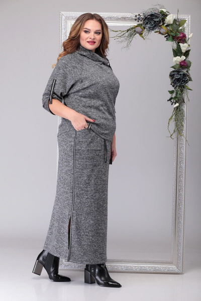 Джемпер, юбка Michel chic 1195 серый_меланж - фото 3