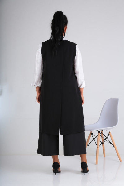 Жилет-трэнч без застежки из текстиля с прорезными карманами Ma Vie М550 черный - фото 3