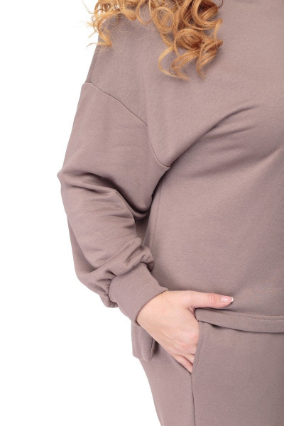 Коричневый трикотажный комплект: худи и брюки для повседневной носки Anelli 906 капучино - фото 5