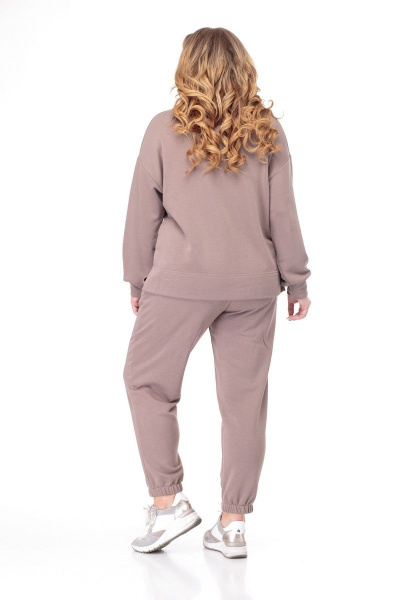 Коричневый трикотажный комплект: худи и брюки для повседневной носки Anelli 906 капучино - фото 4