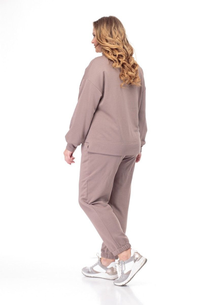 Коричневый трикотажный комплект: худи и брюки для повседневной носки Anelli 906 капучино - фото 3