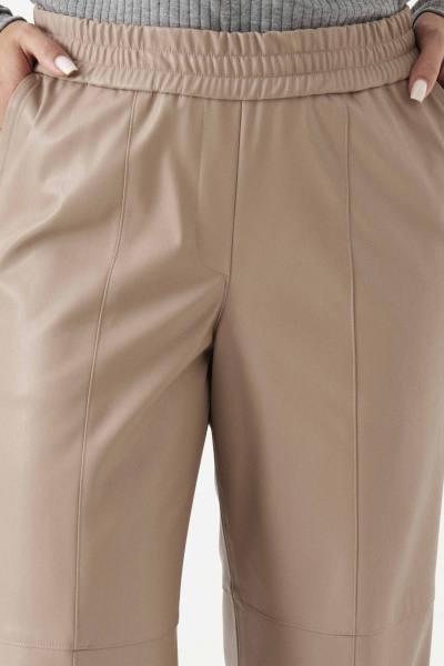 Экокожаные брюки с поясом и боковым карманом Панда 196260w бежевый - фото 4