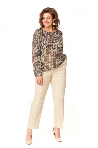 Блуза, брюки, жилет VI ORO VR-1147 светлый_беж_фенди - фото 4