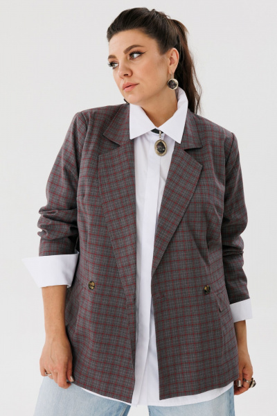 Жакет прямого силуэта в клетку для делового образа Anelli 1290 дождь - фото 7