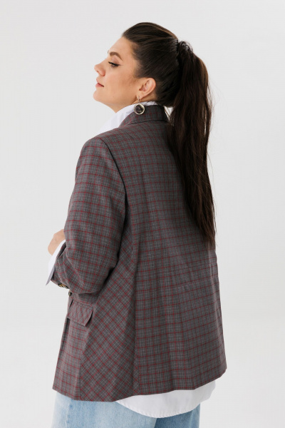 Жакет прямого силуэта в клетку для делового образа Anelli 1290 дождь - фото 2