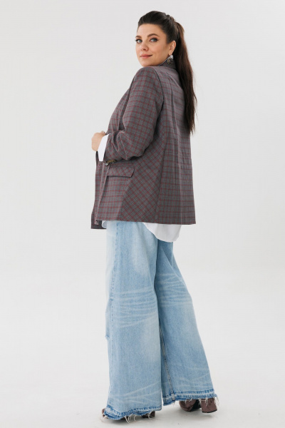 Жакет прямого силуэта в клетку для делового образа Anelli 1290 дождь - фото 6