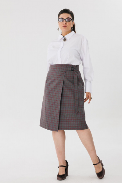 Юбка на запах до колена в демисезонном стиле Anelli 1185 кролик - фото 6