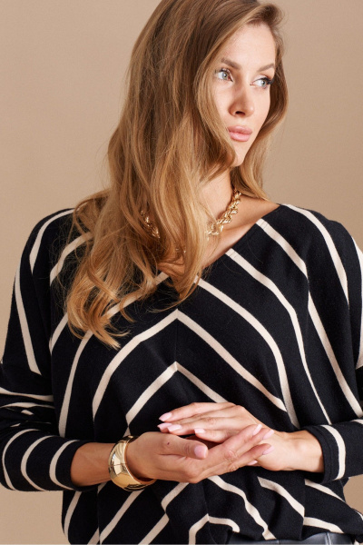 Джемпер ELLETTO 3747 черно-бежевый - фото 2