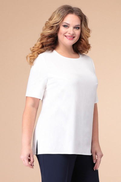 Блуза, брюки, жакет Линия Л А-1831 тёмно-синий/молоко - фото 4