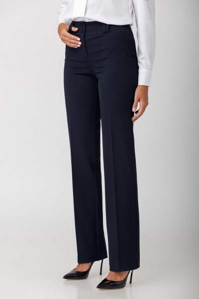 Брюки прямого кроя со стрелками и средней посадкой IVARI 302 синий - фото 2