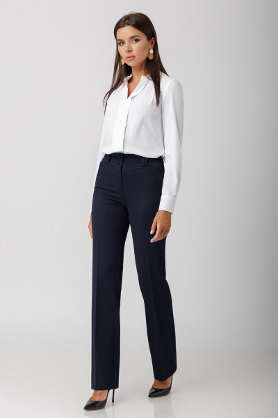 Брюки прямого кроя со стрелками и средней посадкой IVARI 302 синий - фото 1