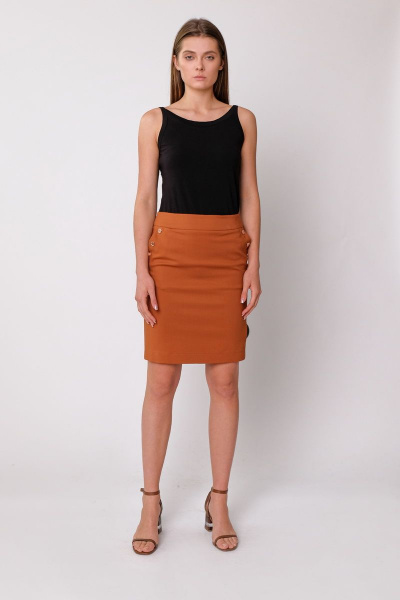 Юбка демисезонная в цвете коричневый на каждый день BURVIN 7344-21 1 - фото 1