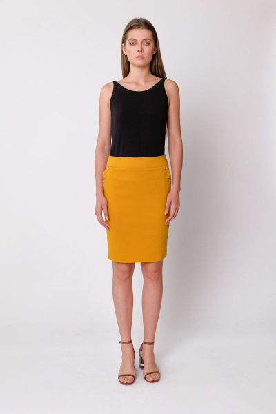 Желтая юбка из хлопка и текстиля на каждый день, демисезон BURVIN 7344-21 2 - фото 1