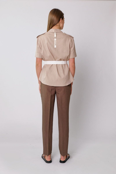 Бежевый демисезонный блузка из хлопка с длинным рукавом BURVIN 7392-51 1 - фото 2