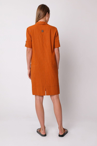 оранжевое платье с длиной 89 см из вискозы в стиле на каждый день BURVIN 7415-81 1 - фото 2