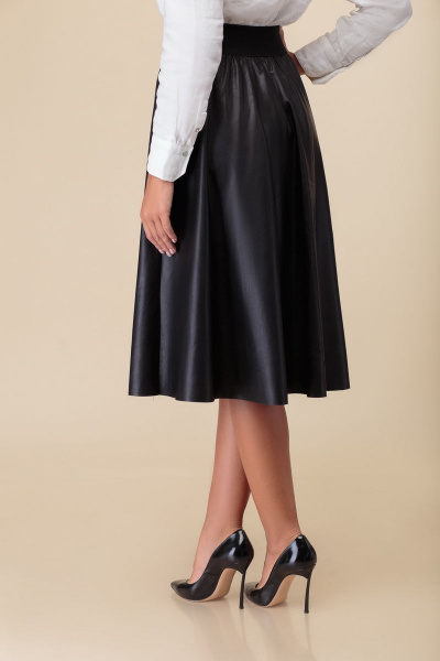 Клёш юбка из эко-кожи с разрезом и поясом DaLi 5491 - фото 3