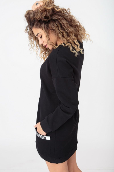 Платье-свитшот из трикотажа и хлопка с съемными карманами HIT 4011 черный - фото 5