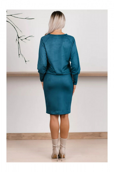 Деловой костюм из трикотажа с юбкой на резинке MONA STYLE 19089/2 лазурный - фото 10