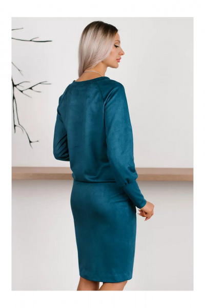 Деловой костюм из трикотажа с юбкой на резинке MONA STYLE 19089/2 лазурный - фото 9