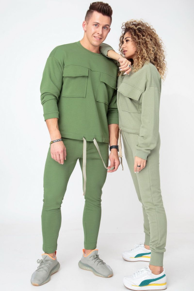 Круглогодичный спортивный костюм из хлопкового футера HIT 0314 светло-зелёный - фото 6