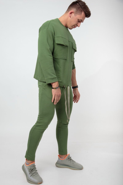 Круглогодичный спортивный костюм из хлопкового футера HIT 0314 светло-зелёный - фото 3