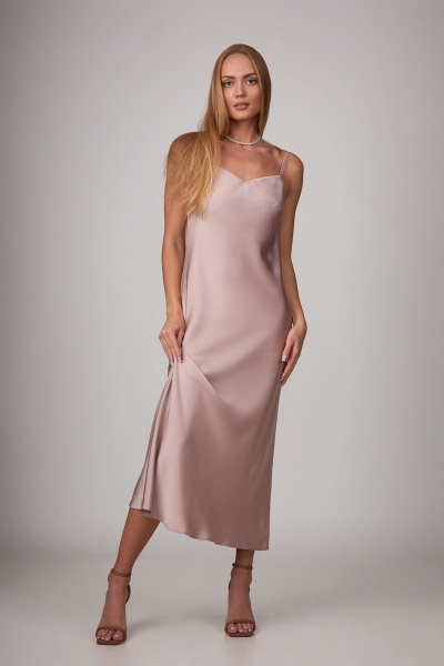 Круглогодичное платье-комбинация из атласа с регулируемыми бретелями Rosheli 834 - фото 2