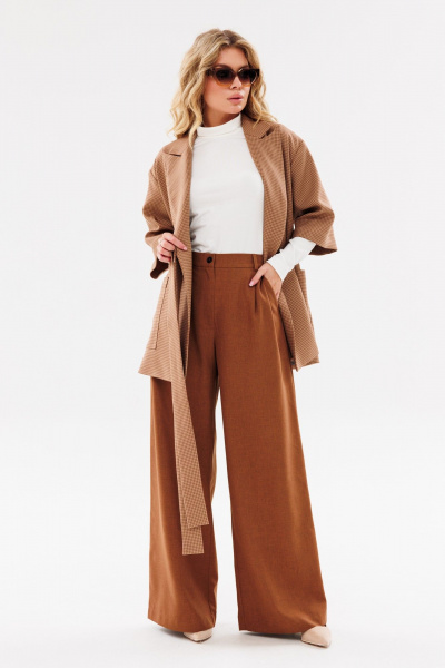 Демисезонные коричневые брюки с зауженной посадкой Amberа Style 1092-1 терракот - фото 1