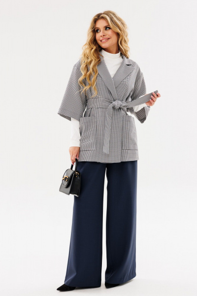 Деловой костюм из текстиля с брюками и укороченным жакетом Ambera Style 2085-1 графит - фото 5