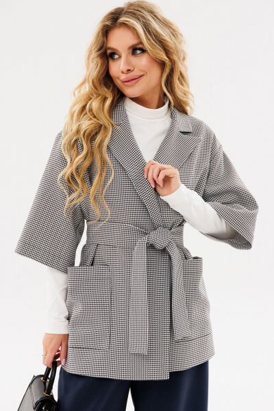 Деловой костюм из текстиля с брюками и укороченным жакетом Ambera Style 2085-1 графит - фото 2