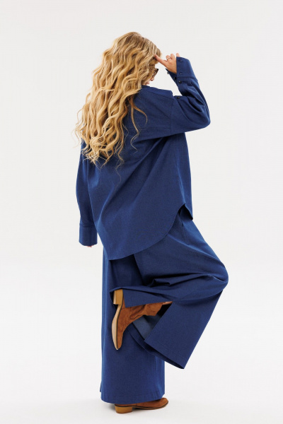 На каждый день комплект из текстиля с юбкой-брюки и рубашкой Ambera Style 2086 синий - фото 5