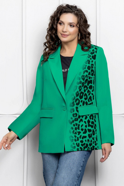 Жакет с анималистичным принтом и классическим кроем Gold Style 2661 зеленый - фото 7