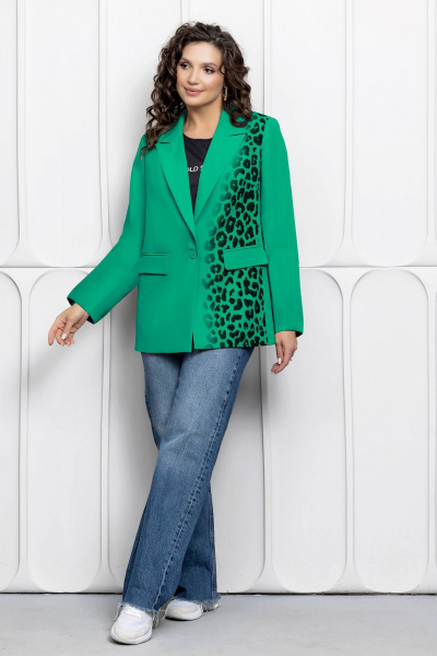Жакет с анималистичным принтом и классическим кроем Gold Style 2661 зеленый - фото 5