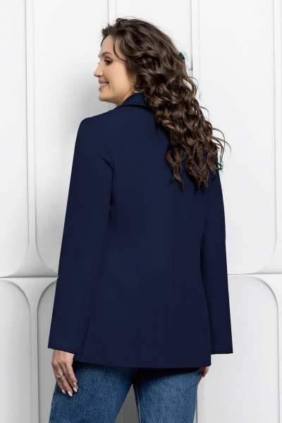 Жакет с принтом и приталинованием для капсульного гардероба Gold Style 2661 темно-синий - фото 9