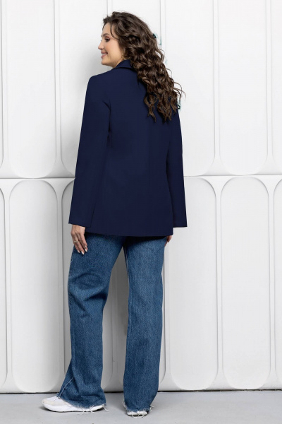 Жакет с принтом и приталинованием для капсульного гардероба Gold Style 2661 темно-синий - фото 8