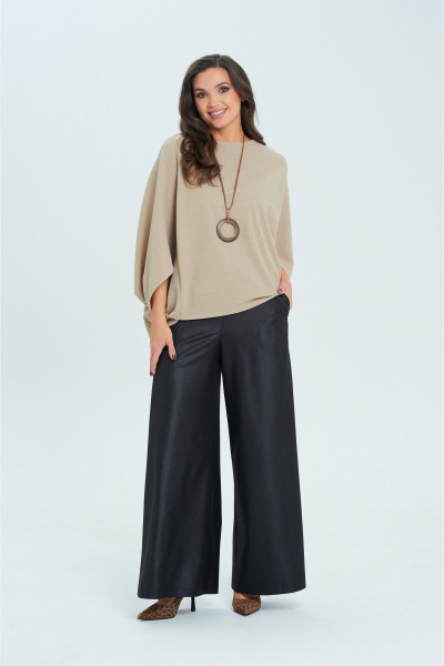 Широкие брюки палаццо с поясом и свободным силуэтом AXXA 71594 - фото 2