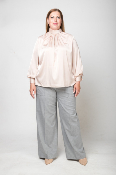 Блуза с декорной драпировкой и длинным рукавом Shymoda 422-24 - фото 3