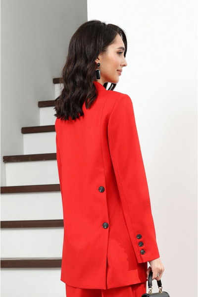 Деловой костюм с жакетом и брюками из текстиля Lissana 4936 брусничный - фото 4