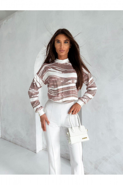 Классические джемперы из трикотажа с манжетами Nika.PL 020182 беж - фото 1